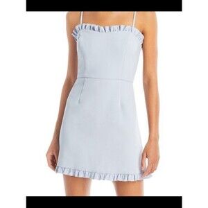 French Connection Light Blue Ruffle Trim Mini Dress
